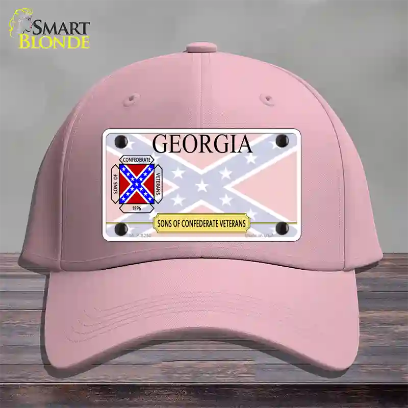 Georgia Sons Of Confederate Novelty License Plate Hat Cotton / Pink