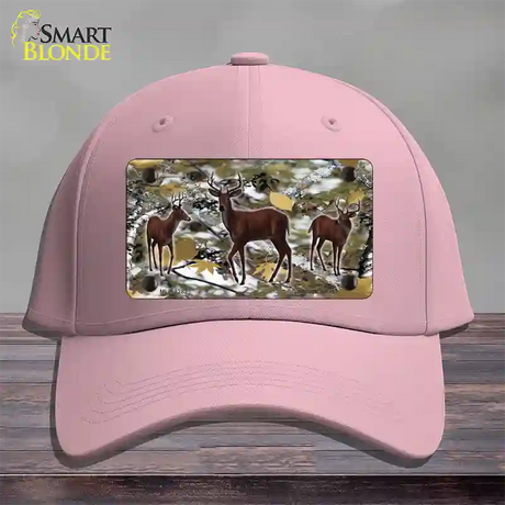 Deer On Camo Novelty License Plate Hat Cotton / Pink