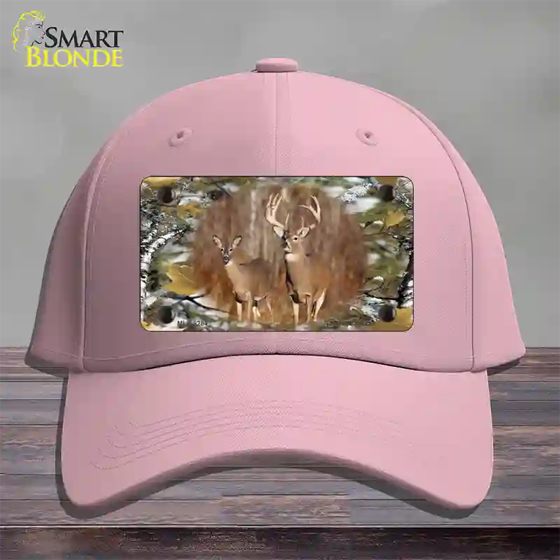 Two Deer On Camo Novelty License Plate Hat Cotton / Pink