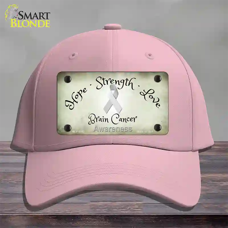 Brain Cancer Ribbon Novelty License Plate Hat Cotton / Pink