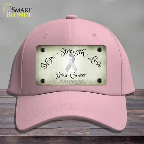 Brain Cancer Ribbon Novelty License Plate Hat Cotton / Pink