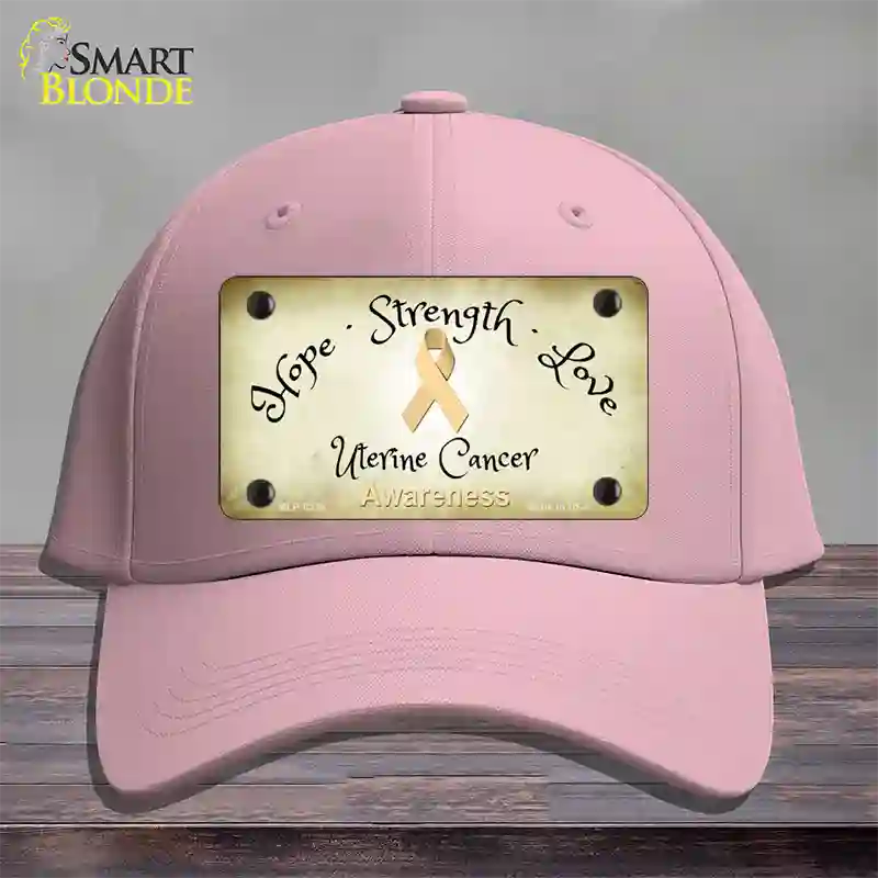 Uterine Cancer Ribbon Novelty License Plate Hat Cotton / Pink