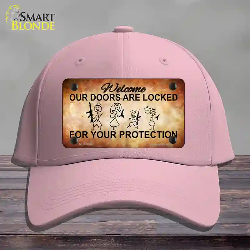 Doors Locked Your Protection Novelty License Plate Hat Cotton / Pink