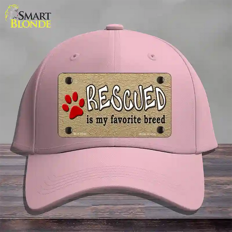 Rescued Is My Favorite Novelty License Plate Hat Cotton / Pink