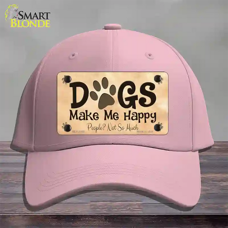 Dogs Make Me Happy Novelty License Plate Hat Cotton / Pink