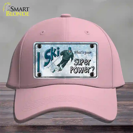 I Ski What's Your Super Power Male Novelty License Plate Hat Cotton / Pink