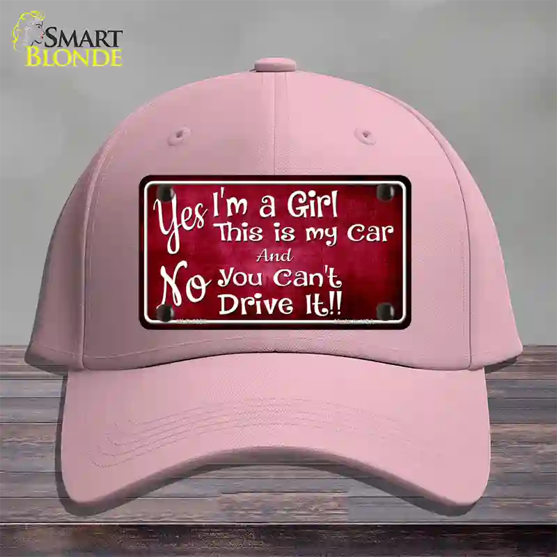 Yes Im A Girl Novelty License Plate Hat Cotton / Pink