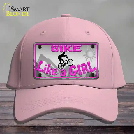 Bike Like A Girl Novelty License Plate Hat Cotton / Pink