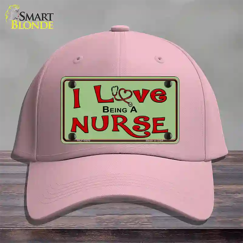 I Love Being A Nurse Novelty License Plate Hat Cotton / Pink