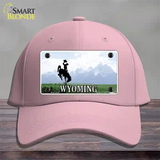 Wyoming State Novelty License Plate Hat Cotton / Pink