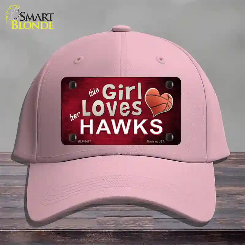 This Girl Loves Her Hawks Novelty License Plate Hat Cotton / Pink