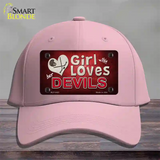 This Girl Loves Her Devils Novelty License Plate Hat Cotton / Pink