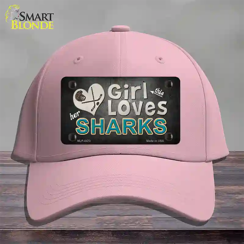 This Girl Loves Her Sharks Novelty License Plate Hat Cotton / Pink