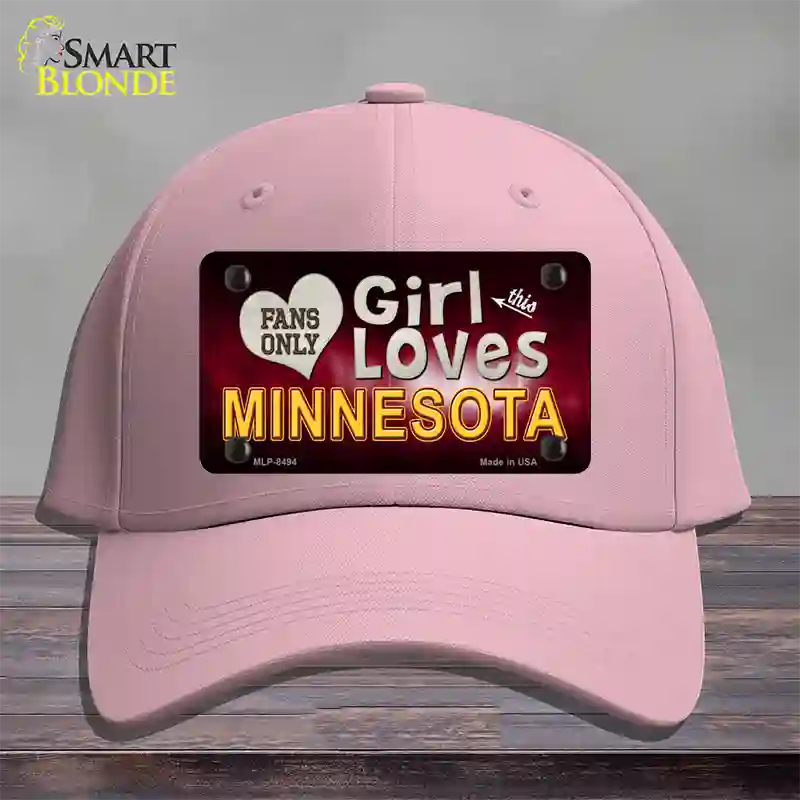 This Girl Loves Minnesota Novelty License Plate Hat Cotton / Pink