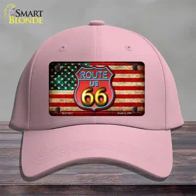 American Route 66 Neon Novelty License Plate Hat Cotton / Pink