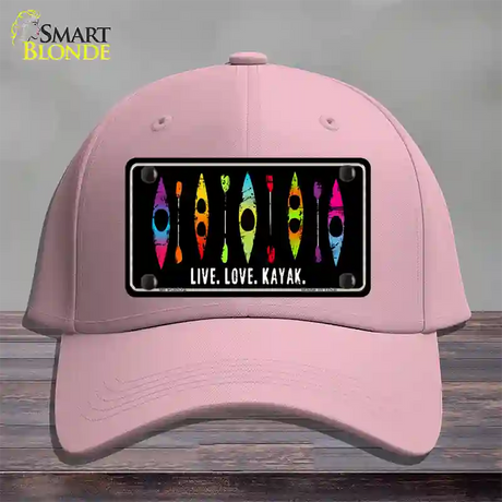 Live Love Kayak Novelty License Plate Hat Cotton / Pink