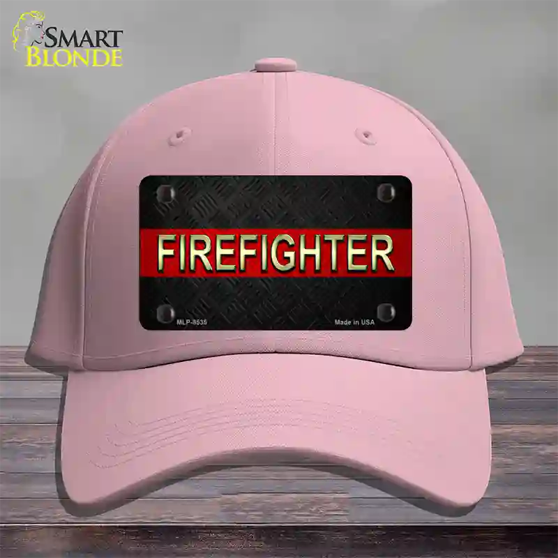 Firefighter Thin Red Line Novelty License Plate Hat Cotton / Pink