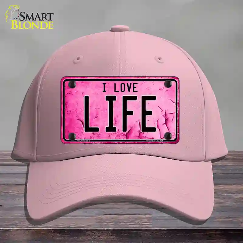 I Love Life Novelty License Plate Hat Cotton / Pink