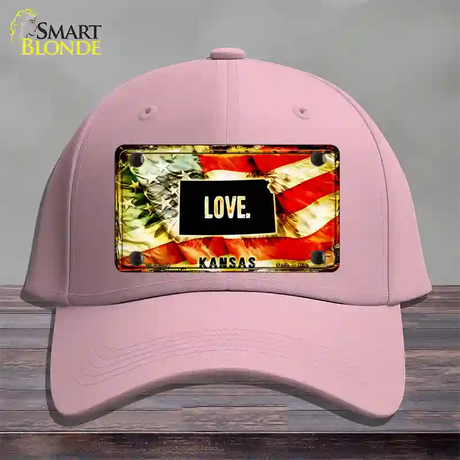 Kansas Love Novelty License Plate Hat Cotton / Pink