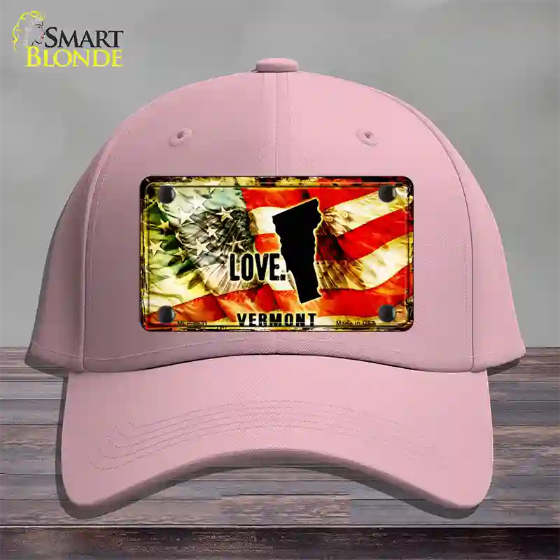 Vermont Love Novelty License Plate Hat Cotton / Pink