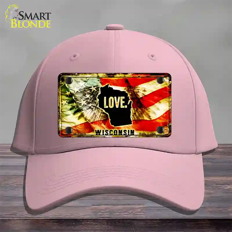 Wisconsin Love Novelty License Plate Hat Cotton / Pink