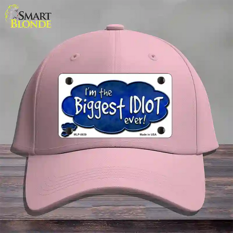 Biggest Idiot Novelty License Plate Hat Cotton / Pink