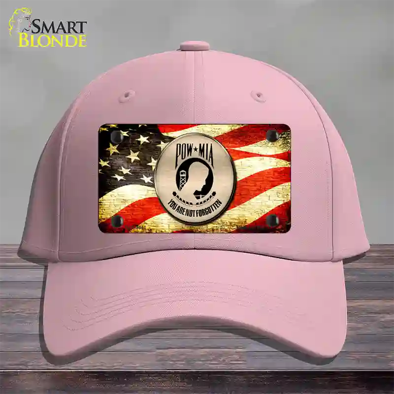 POW MIA With USA Flag Novelty License Plate Hat Cotton / Pink