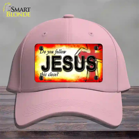 Follow Jesus This Close Novelty License Plate Hat Cotton / Pink