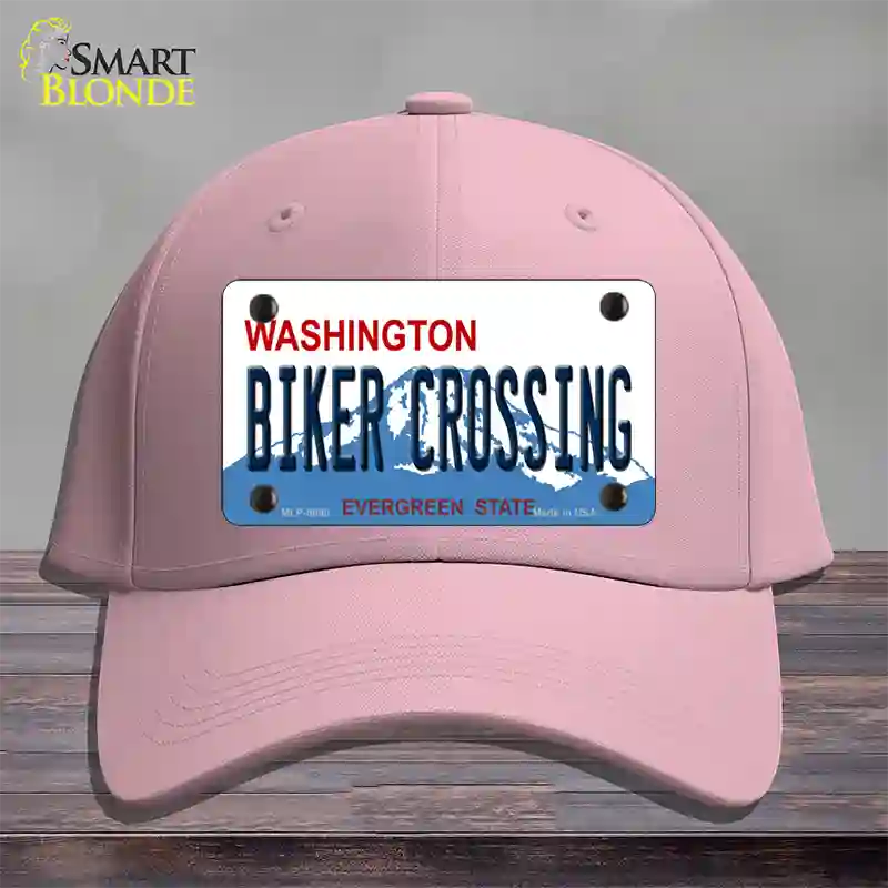 Biker Crossing Washington Novelty License Plate Hat Cotton / Pink