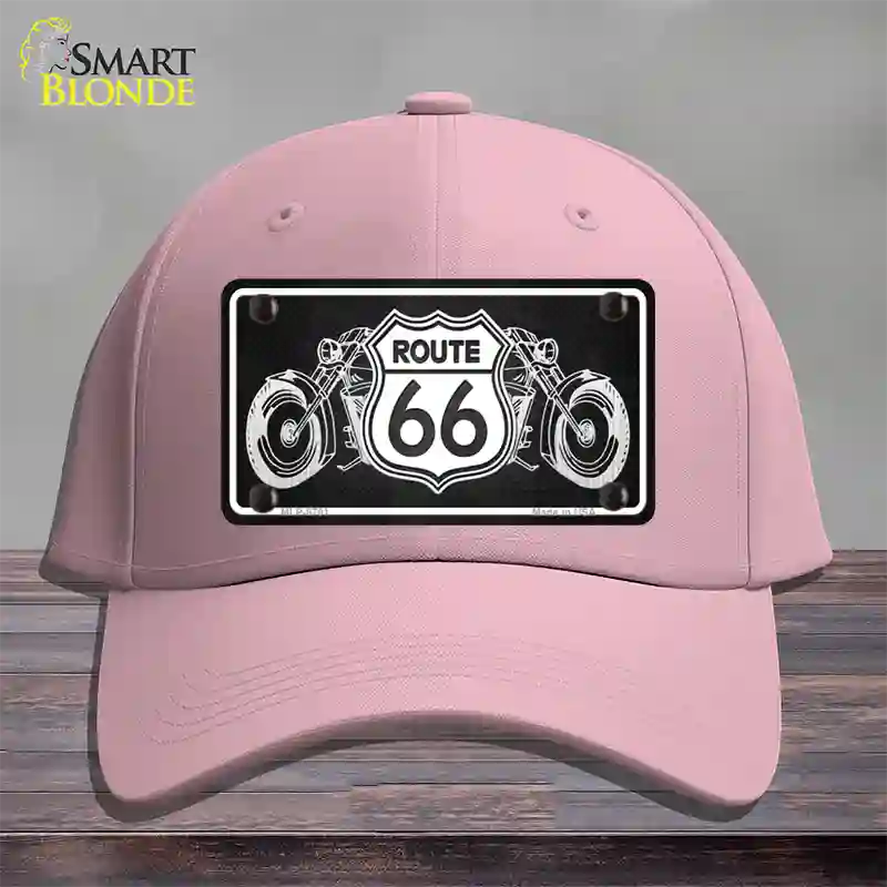 Route 66 With Bikes Novelty License Plate Hat Cotton / Pink