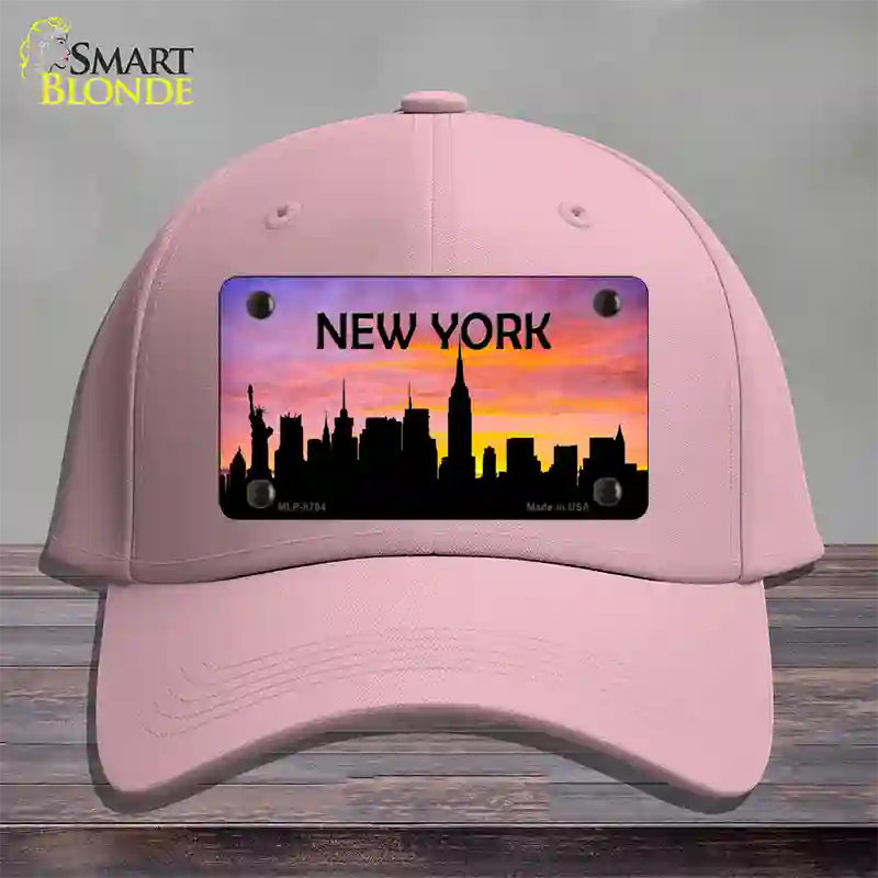 New York Silhouette Novelty License Plate Hat Cotton / Pink