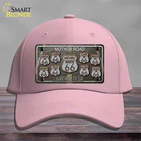 Route 66 Black Top Novelty License Plate Hat Cotton / Pink