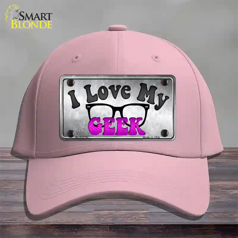 I Love My Geek Novelty License Plate Hat Cotton / Pink