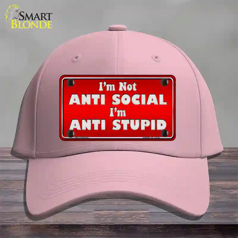 Anti Social Novelty License Plate Hat Cotton / Pink