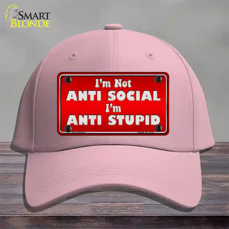 Anti Social Novelty License Plate Hat Cotton / Pink