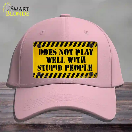 Does Not Play Well Novelty License Plate Hat Cotton / Pink