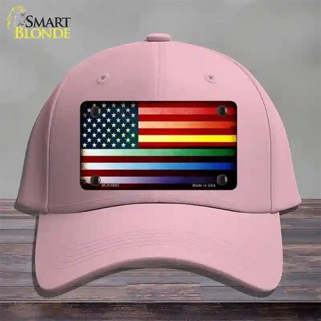 American Flag Rainbow Novelty License Plate Hat Cotton / Pink