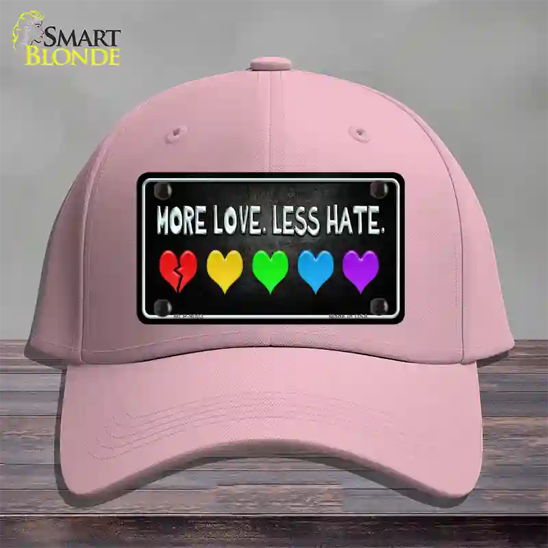 More Love Less Hate Rainbow Novelty License Plate Hat Cotton / Pink