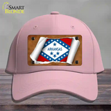 Arkansas Flag Scroll Novelty License Plate Hat Cotton / Pink