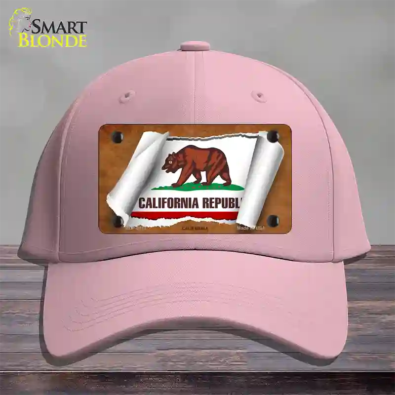 California Flag Scroll Novelty License Plate Hat Cotton / Pink