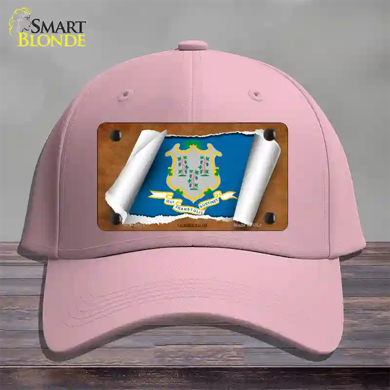 Connecticut Flag Scroll Novelty License Plate Hat Cotton / Pink