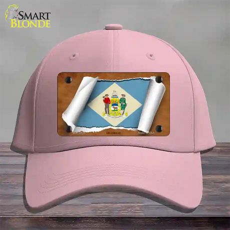 Delaware Flag Scroll Novelty License Plate Hat Cotton / Pink