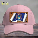 Michigan Flag Scroll Novelty License Plate Hat Cotton / Pink