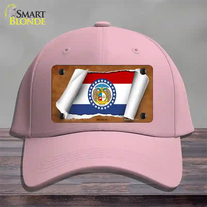 Missouri Flag Scroll Novelty License Plate Hat Cotton / Pink