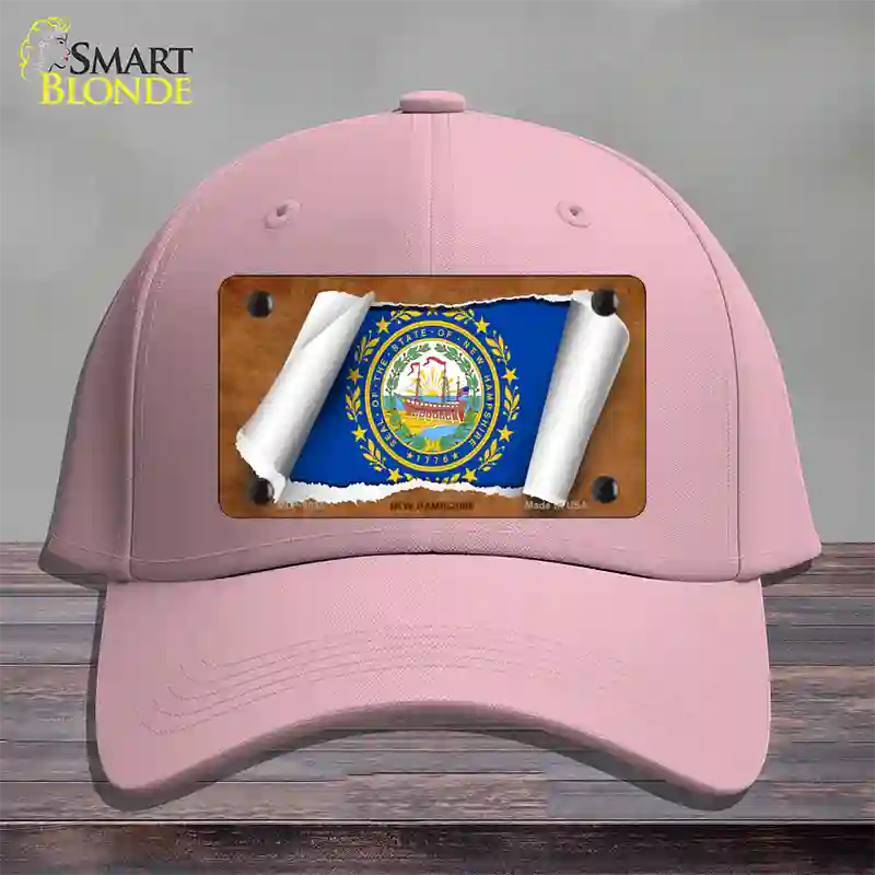 New Hampshire Flag Scroll Novelty License Plate Hat Cotton / Pink