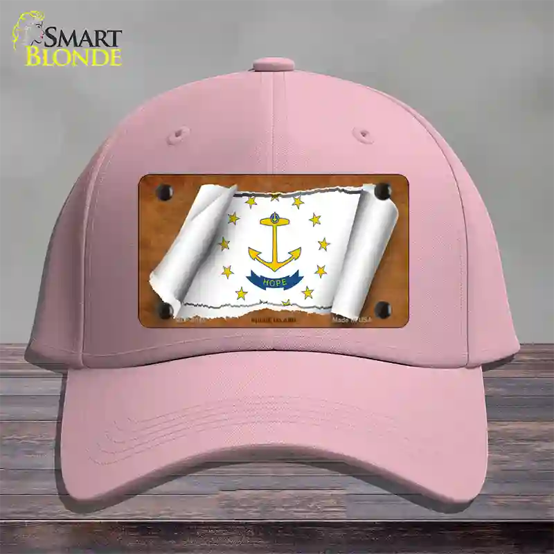 Rhode Island Flag Scroll Novelty License Plate Hat Cotton / Pink