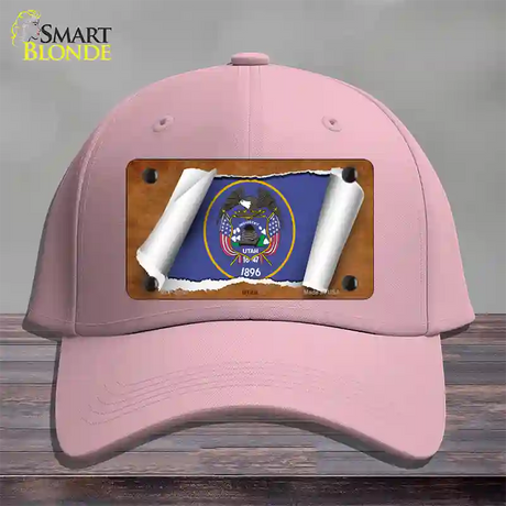 Utah Flag Scroll Novelty License Plate Hat Cotton / Pink