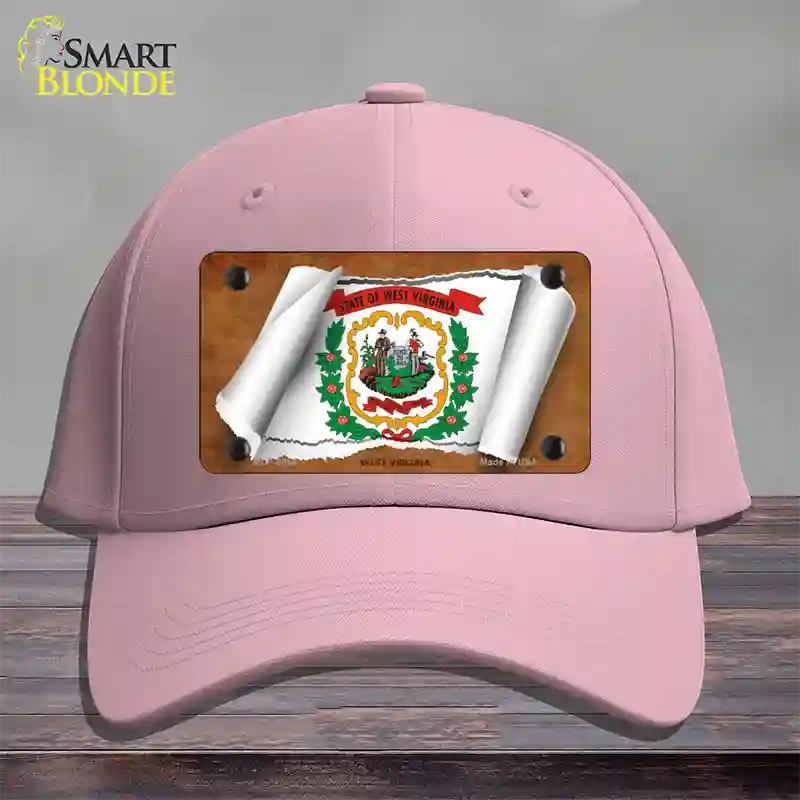 West Virginia Flag Scroll Novelty License Plate Hat Cotton / Pink