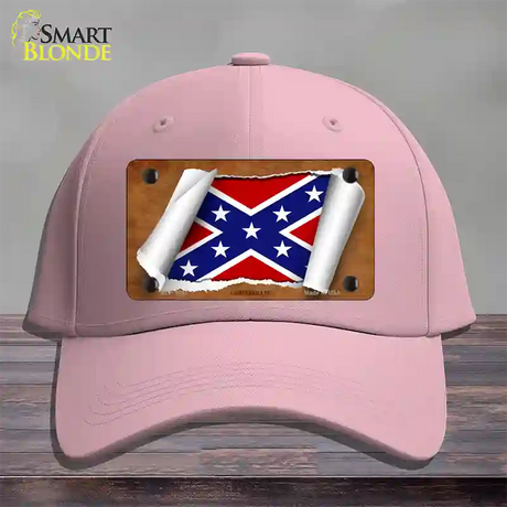 Confederate Flag Scroll Novelty License Plate Hat Cotton / Pink