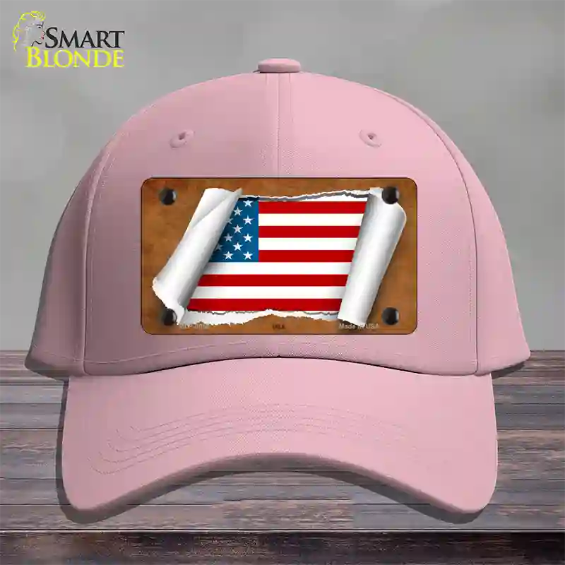 American Flag Scroll Novelty License Plate Hat Cotton / Pink